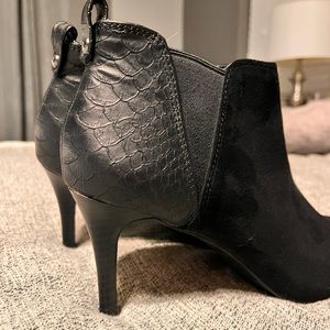 Simply Vera Vera Wang Suede Bootie with Snake Skin Heels